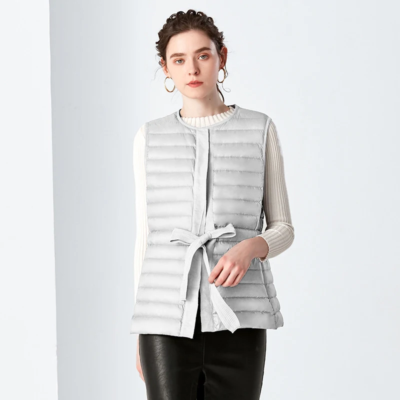 Outdoor Mid-length autumn and winter white duck down vest thin section slim for Women 004 | Спорт и развлечения