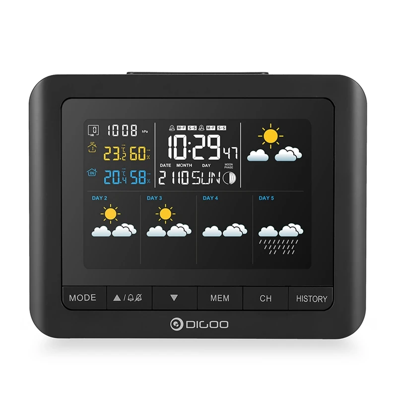 Digoo DG TH8805 Беспроводная Forcast версия Метеостанция цветной экран давление гигрометр