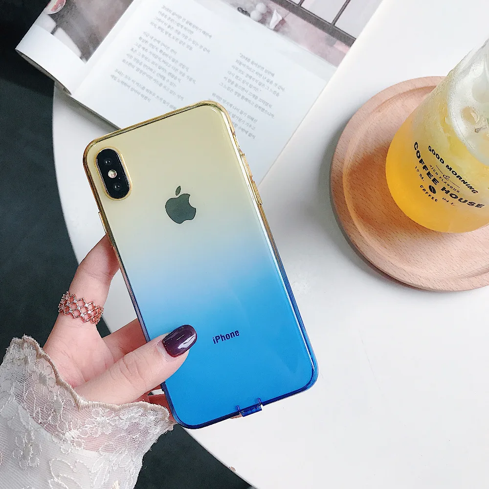 Ascromy Мягкий силиконовый чехол для iPhone XS Max X прозрачный ударопрочный постепенное