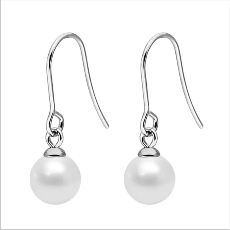 

DE047 Women Titanium Hook Brief Pearls Drop Earrings Anti-allergy