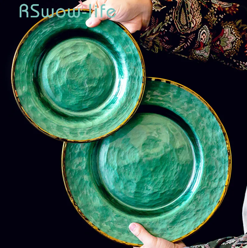 

Emerald Phnom Penh Breakfast Bread Plate Tableware Fruit Dessert Dish Creative Ceramic Plate Dinner Plates For Kitchen Supplies