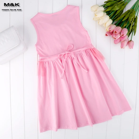 2016 New Cute Sleeveless Girls Doll Collar Character Pattern Bow Mesh Splicing Casual Dress Anime fairy dress 20LM | Детская одежда и