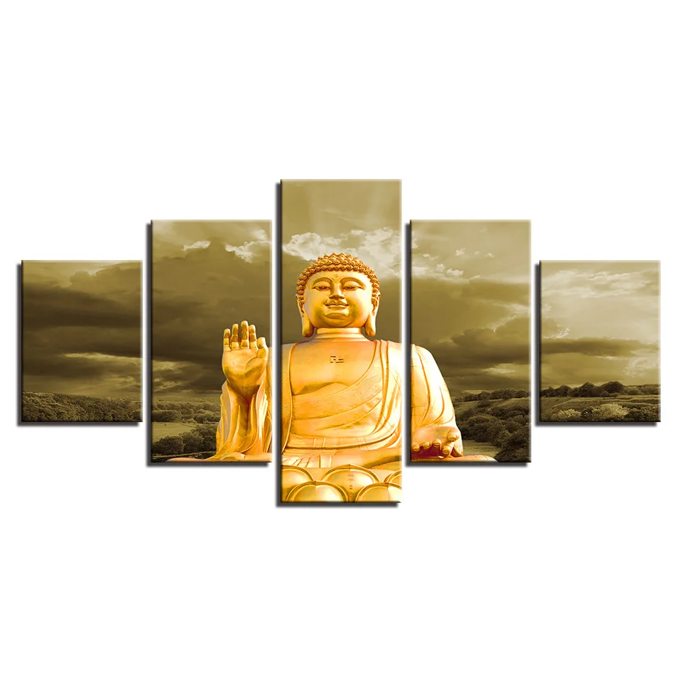 color Paintings Posters Wall Art 5 Panel Modern Large Oil Buddha Print Home Living Room Decorations Abstract 77 | Дом и сад