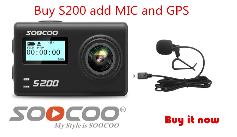 SOOCOO S200 Экшн камера Ultra HD 4K NTK96660 + IMX078 с WiFi Gryo Голосовое управление внешний микрофон