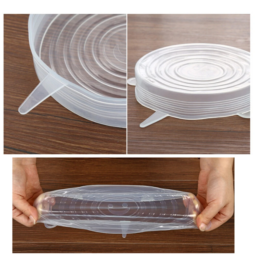 6 шт. силиконовые стрейч герметичны в вакуумной крышки свежести герметичным Еда