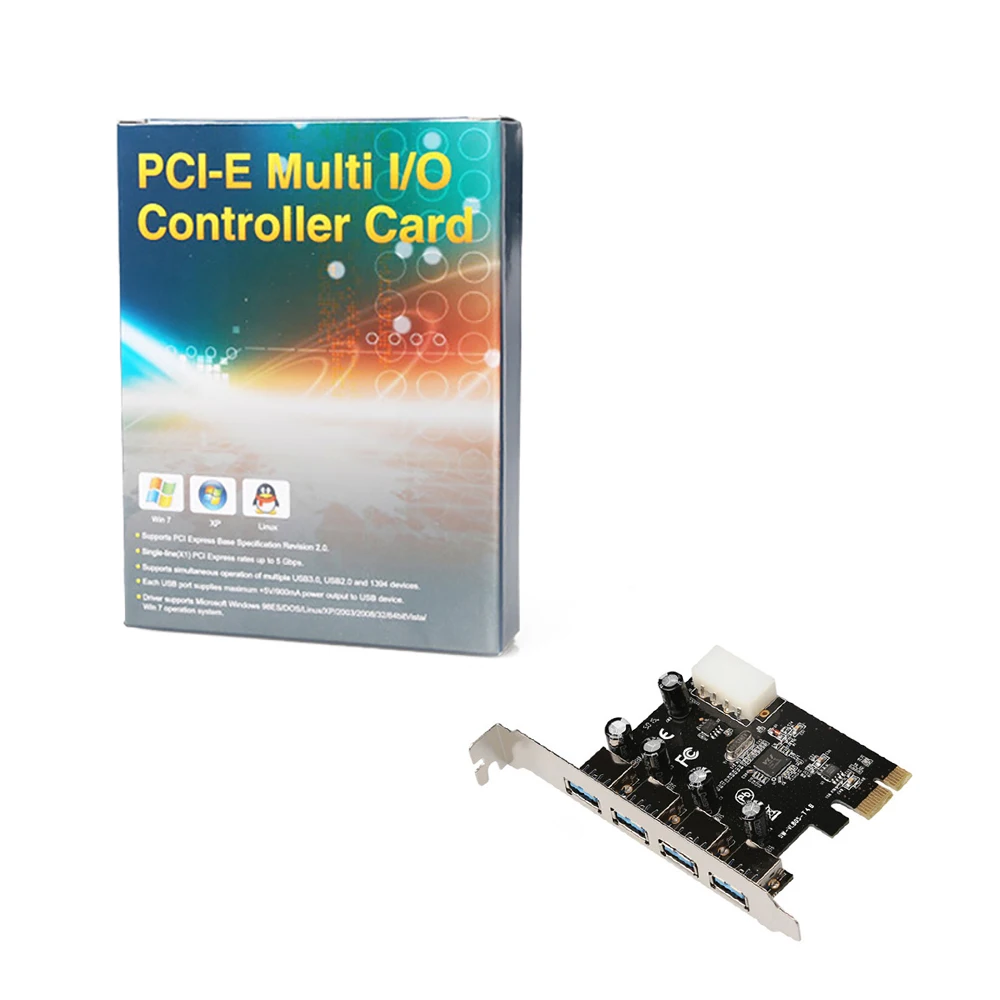 Плата расширения PCI express USB 3 0 4 порта e PCIe адаптер 5 Гбит/с скорость для рабочего