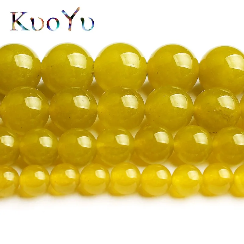 AAA Natural Stone Dark Yellow Jades Chalcedony Beads Round Loose Bead For Jewelry Making Diy Bracelet 15&quotStrand 6/8/10/12mm | Украшения