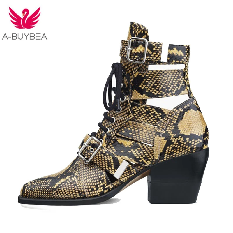 Большой размер 43 Фирменный дизайн Сапоги из натуральной змеиной кожи Женские