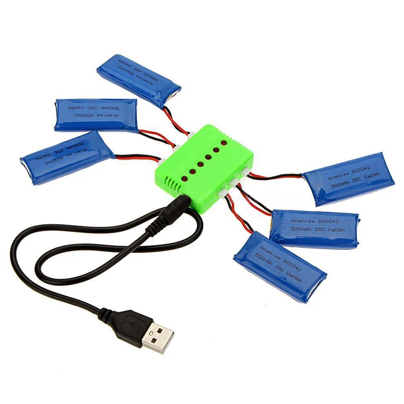 Hot x6 Зарядное устройство с 6x3.7 В 500 мАч lipo Батарея для Hubsan X4 H107 H107L H107C H107D|charger