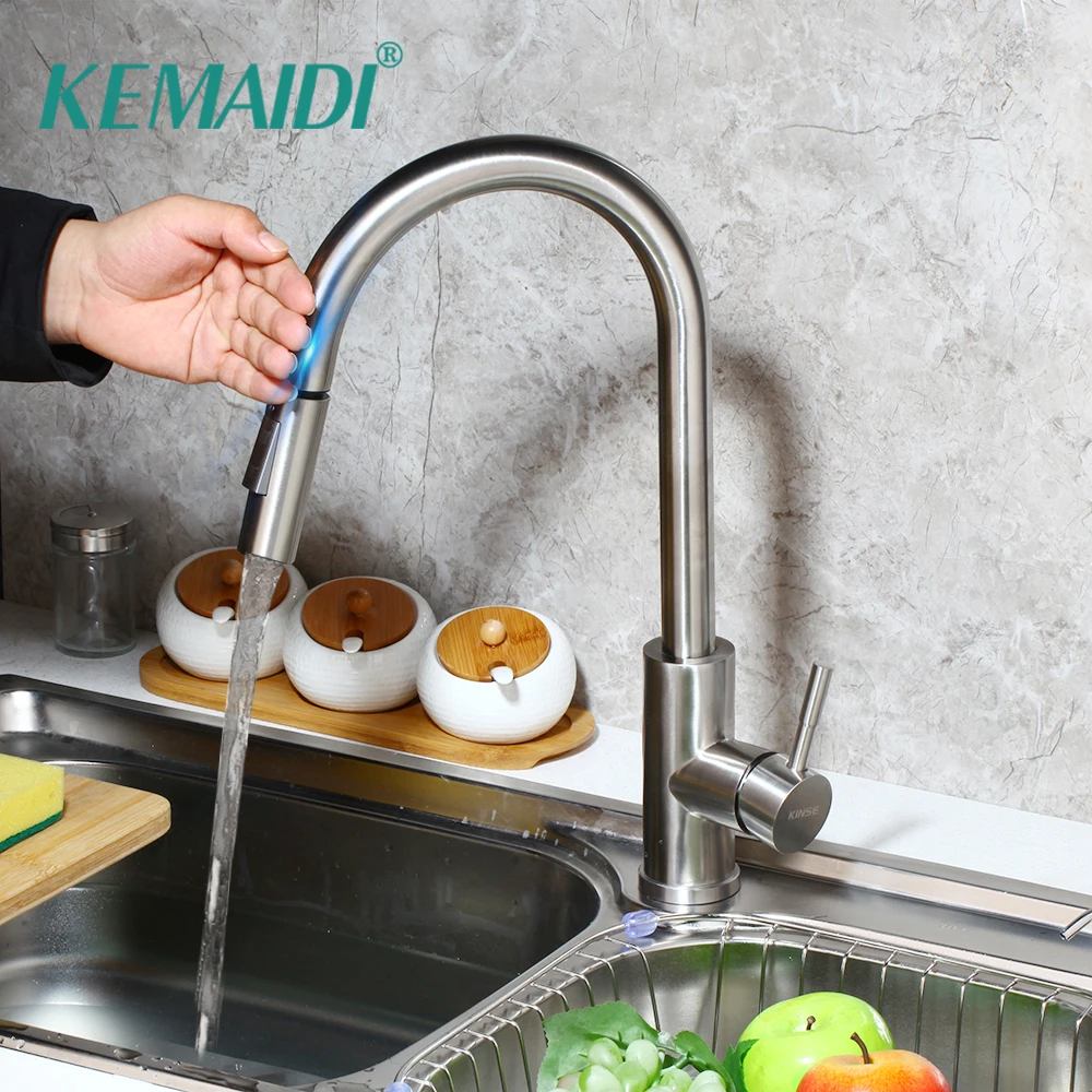 Смеситель для кухни KEMAIDI с сенсорным управлением из нержавеющей стали умный