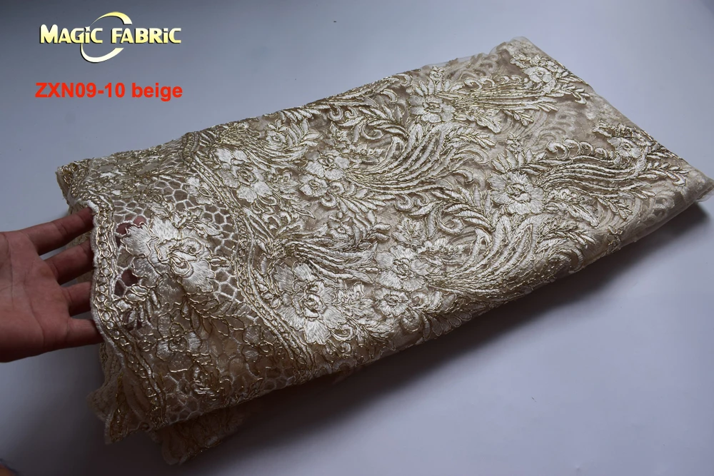 High quality nigerian embroidery rope net lace african fabric for evening dress 5yards/lot ZXN09 |