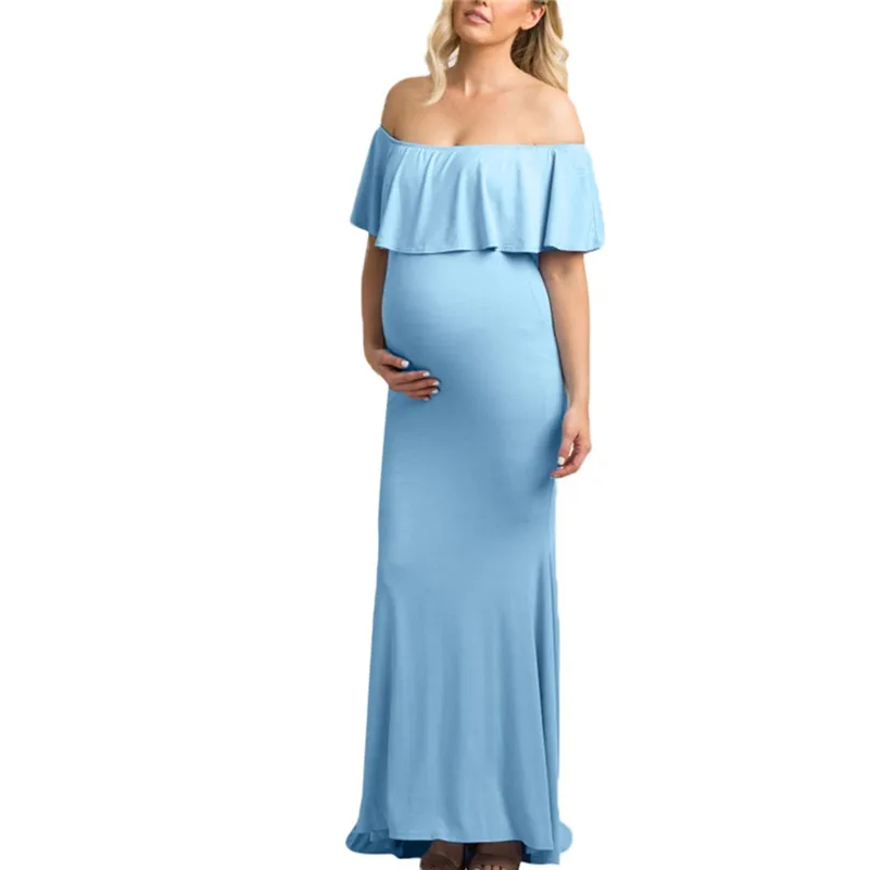 Женское платье для фотосессии с рюшами и открытыми плечами Одежда беременных