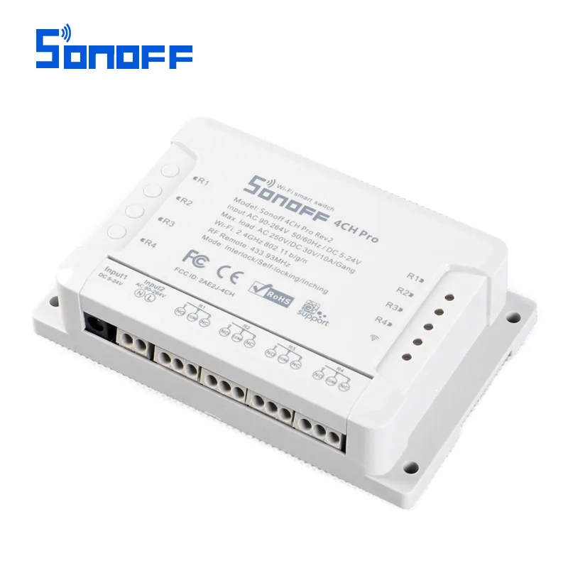 Sonoff 4CH Pro R2 Smart коммутатор 4 Каналы 433 мГц 2.4g WiFi удаленного Управление умный