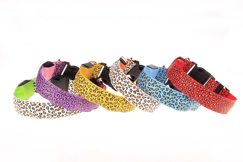 Леопардовые пятна ошейник для собаки Леопардовый нейлон безопасный с диодной