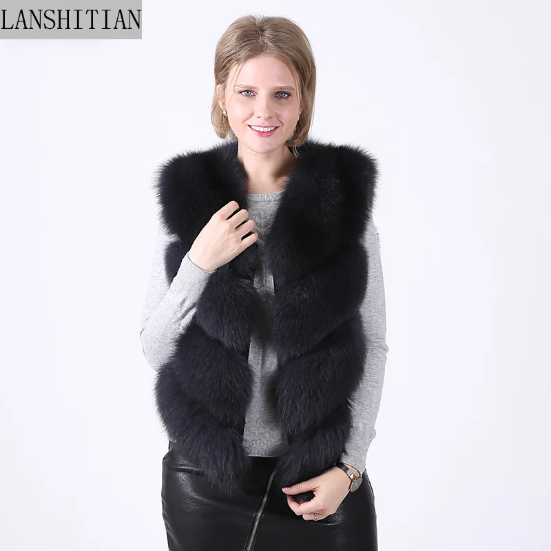 Dark gray Новое кожаное пальто с натуральным мехом Лисий жилет Короткая Меховая куртка без рукавов красивый мех натуральный мех лисы жилет пальто - Цвет: Dark gray