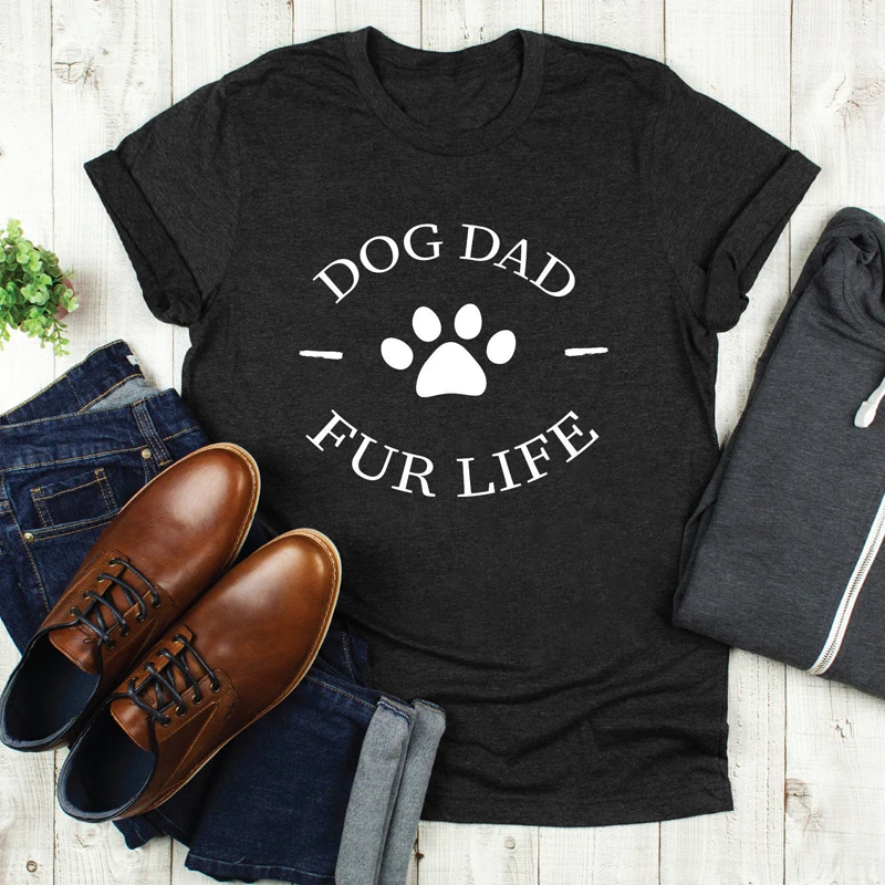 Dog Mom Fur Life Dad Paw Print T-shirt Unisex Women Matching Couples Tshirt Casual Graphic Lover Gift Tees Tops | Женская одежда