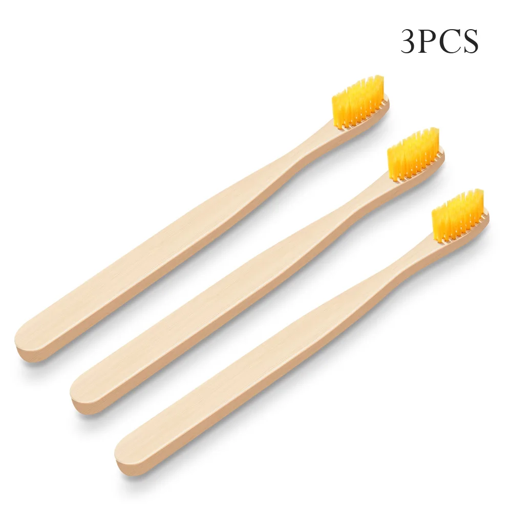 3Pcs Yellow Pooypoot дорожная бамбуковая зубная щетка мягкая зубная щетка со щетиной для отбеливания зубов портативная зубная щетка экологически чистые товары для ухода за полостью рта - Цвет: 3Pcs Yellow