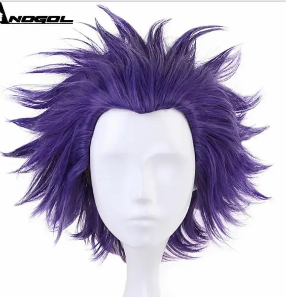 Фиолетовый Anogol аниме мой герой Бакинский no Hero Academy Shinsou Hitoshi короткий прямой фиолетовый Синтетический Косплей парик для Хэллоуина Ролевые игры - Цвет: Фиолетовый
