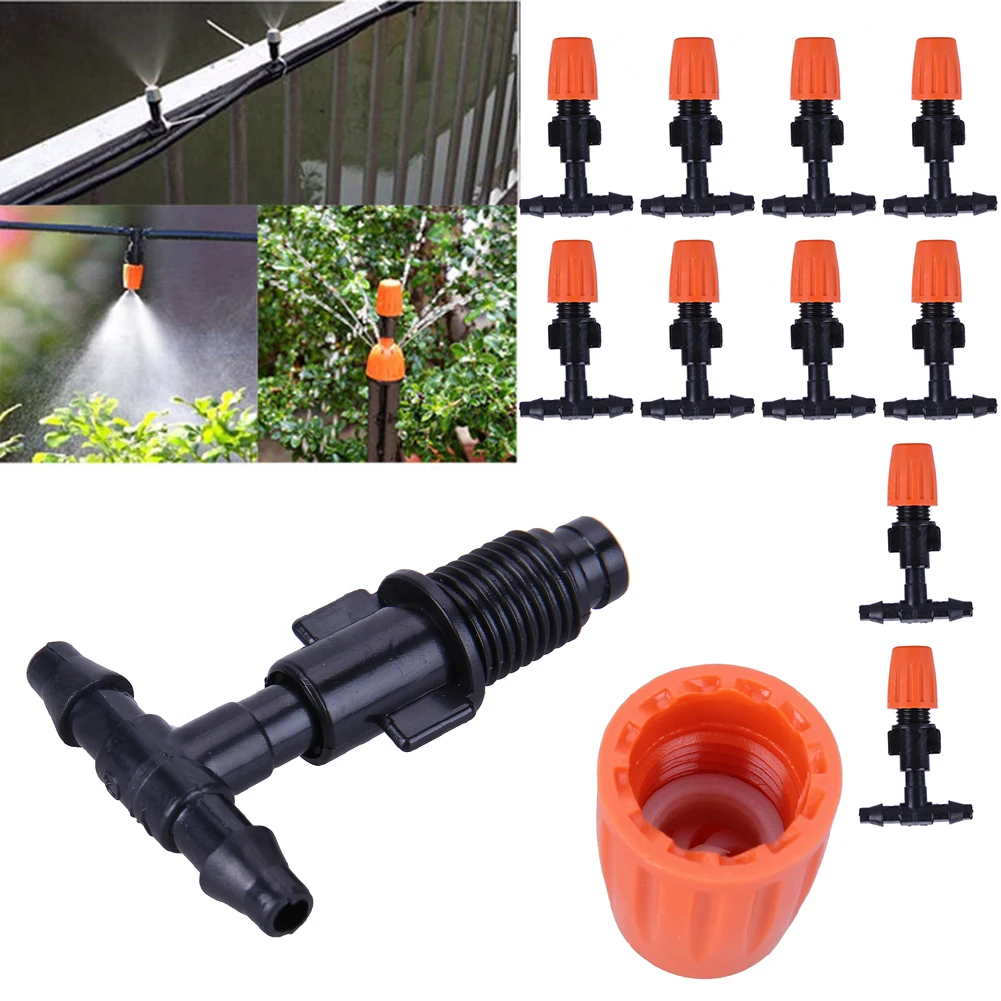 

10pcs Atomization Nozzle Water Control Sprayer DIY Micro Drip Irrigation Plant Self Garden Mist Sprinkler with Hose Connector