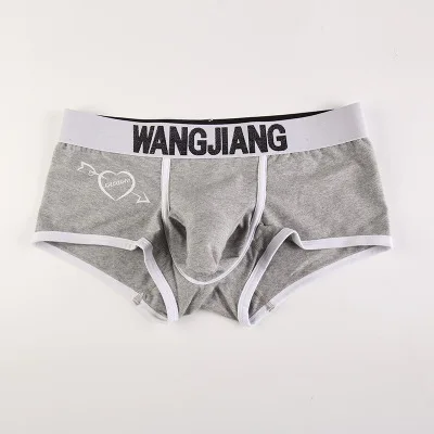 Серый Wang Jiang Elephant, нижнее белье, боксеры, шорты для мужчин, отдельные мешочки, хлопковые трусы, с рукавом для пениса, трусы с сердечками, Calecon, сексуальные - Цвет: Серый