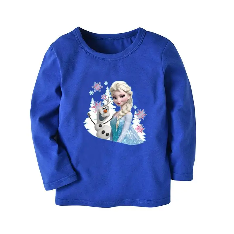 Топы для девочек Disney Frozen Elsa хлопковые свитшоты с длинными рукавами детские