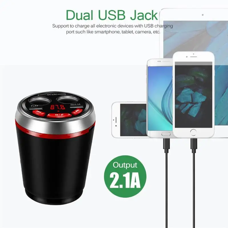 Onever Bluetooth fm-передатчик автомобильный музыкальный MP3 плеер Автомобильный комплект свободные руки подстаканник прикуриватель USB адаптер питания разветвитель