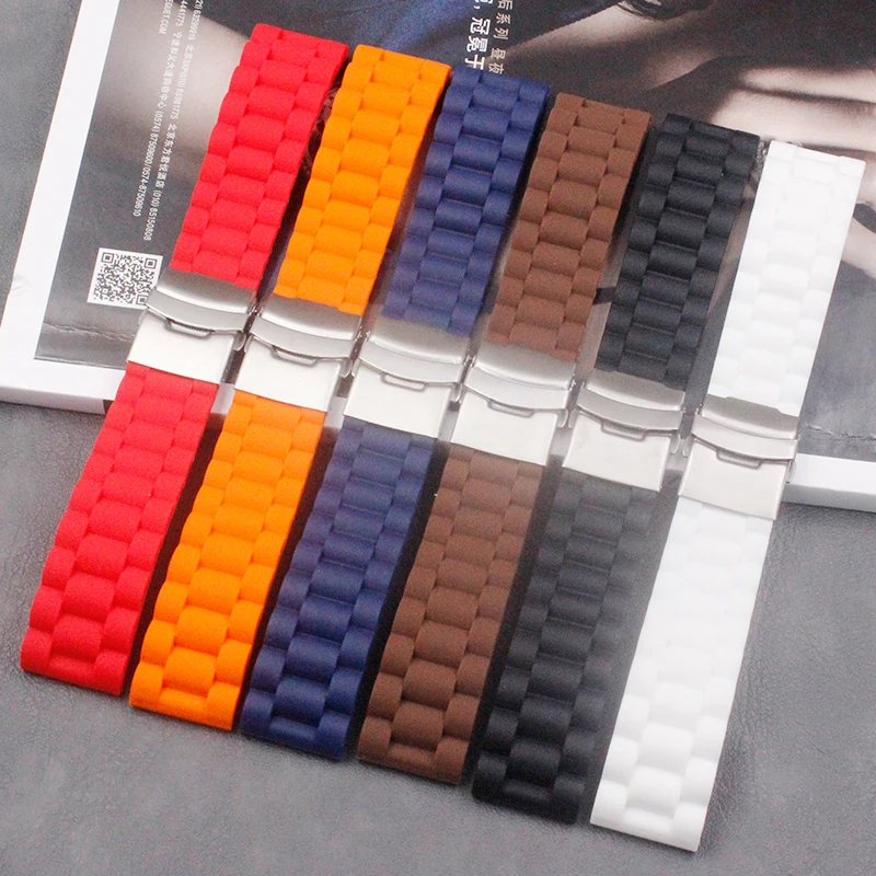 

Watch accessories folding buckle rubber strap 24mm22mm ladies outdoor sports anti-level head silicone strap buckle