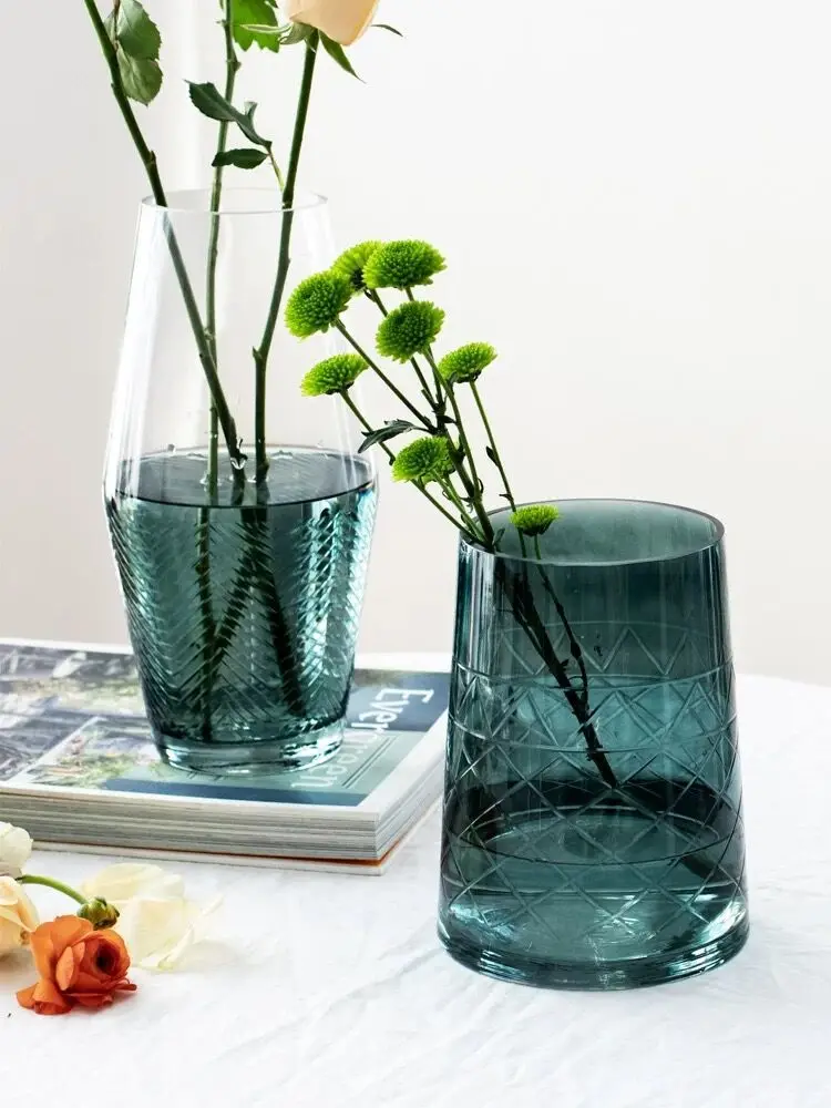 

Glass Vase Creative Green Flowers Hydroponic Transparent Vase Home Decoration Table Soft Decoration Flower