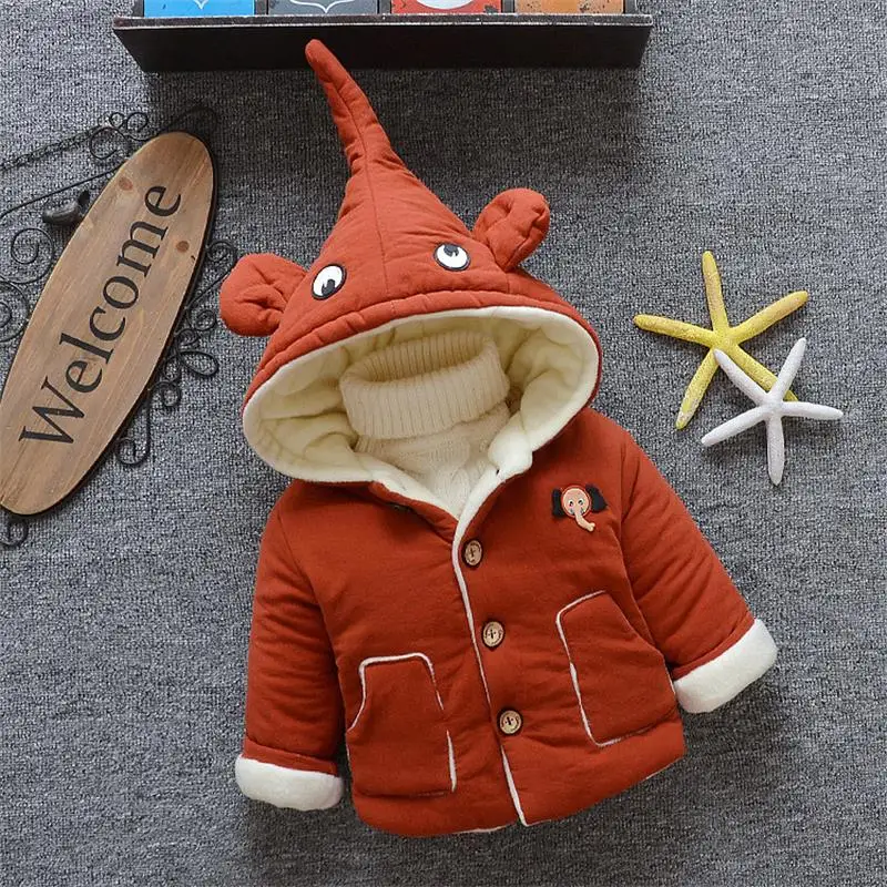 Зимняя детская плотная куртка для девочек и мальчиков милая с капюшоном флисовое