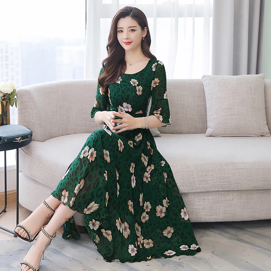 2019 Винтаж 3XL плюс размер Boho длинное платье макси летнее шифоновое пляжное миди с