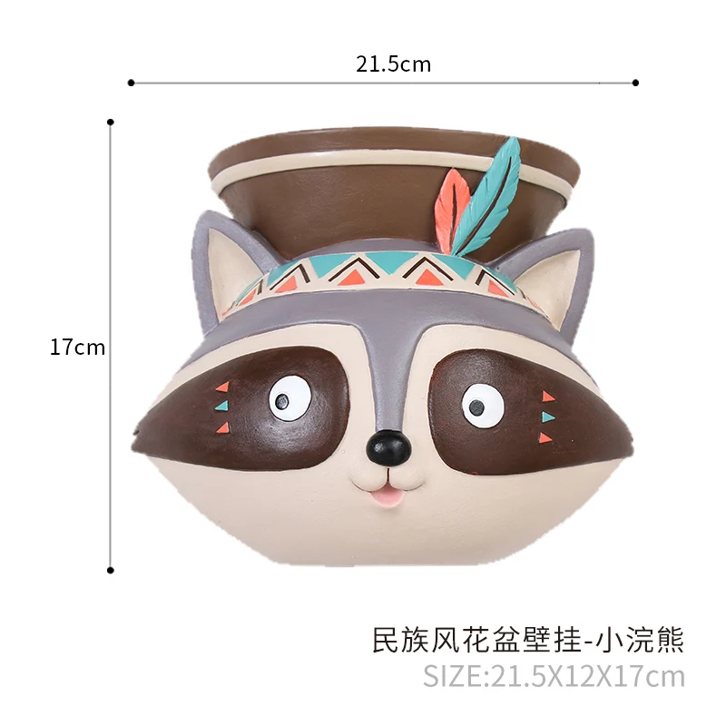 raccoon ROOGO гидропонный цветочный горшок Животное Мультфильм Настенные подвесные украшения Подвесные Растения настольные горшки балкон бонсай-суккулент плантатор - Цвет: raccoon