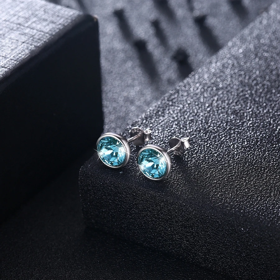 MALANDA круглые серьги из серебра Swarovski модные гвоздики для женщин свадебные