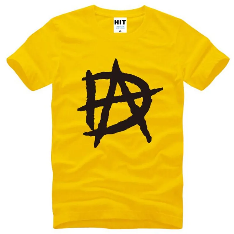 Амвросий DA логотип печатается футболки Для мужчин Летний стиль короткий рукав