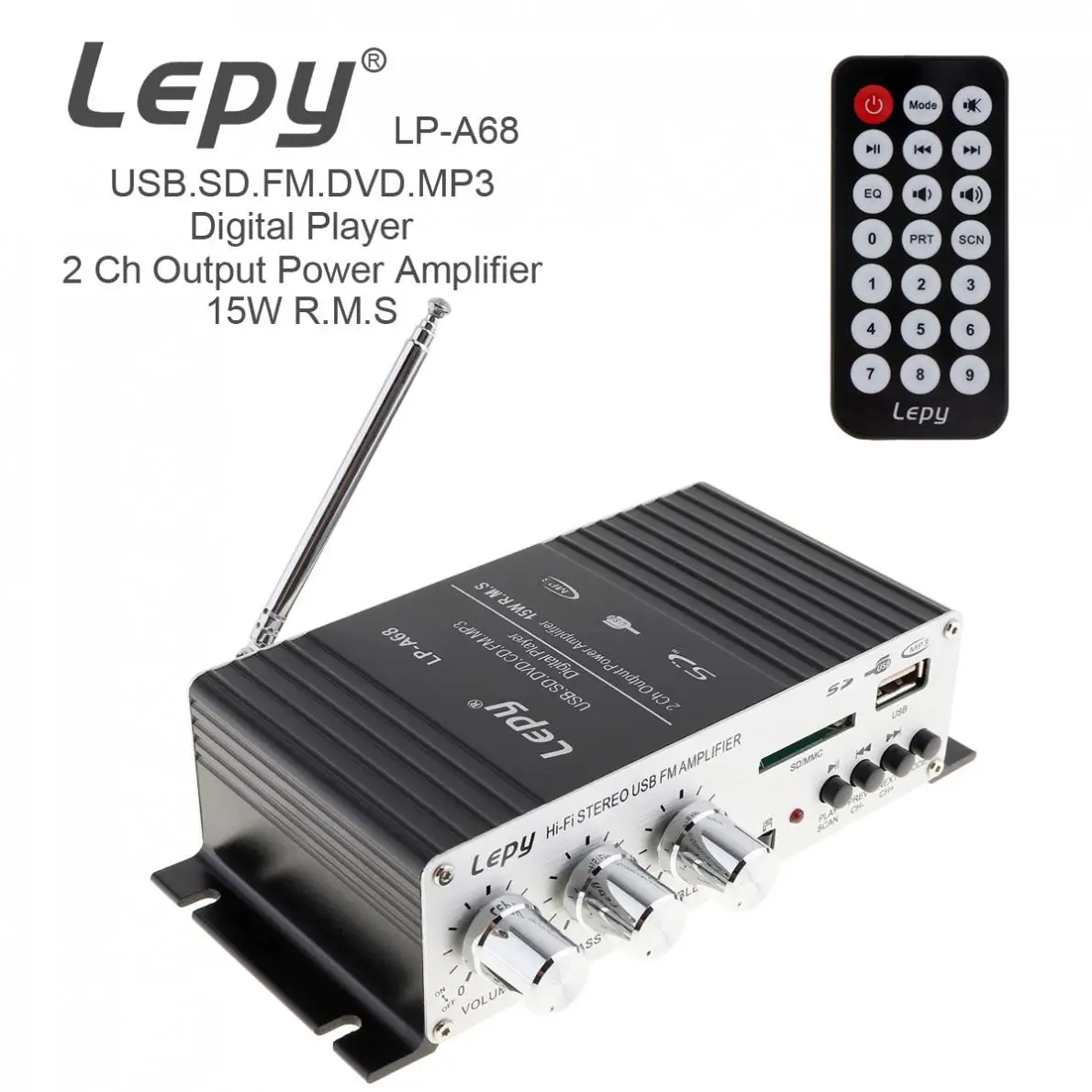 LEPY LP A68 цифровой 15 Вт x 2 2CH Hi Fi аудио плеер Автомобильный усилитель fm радио стерео