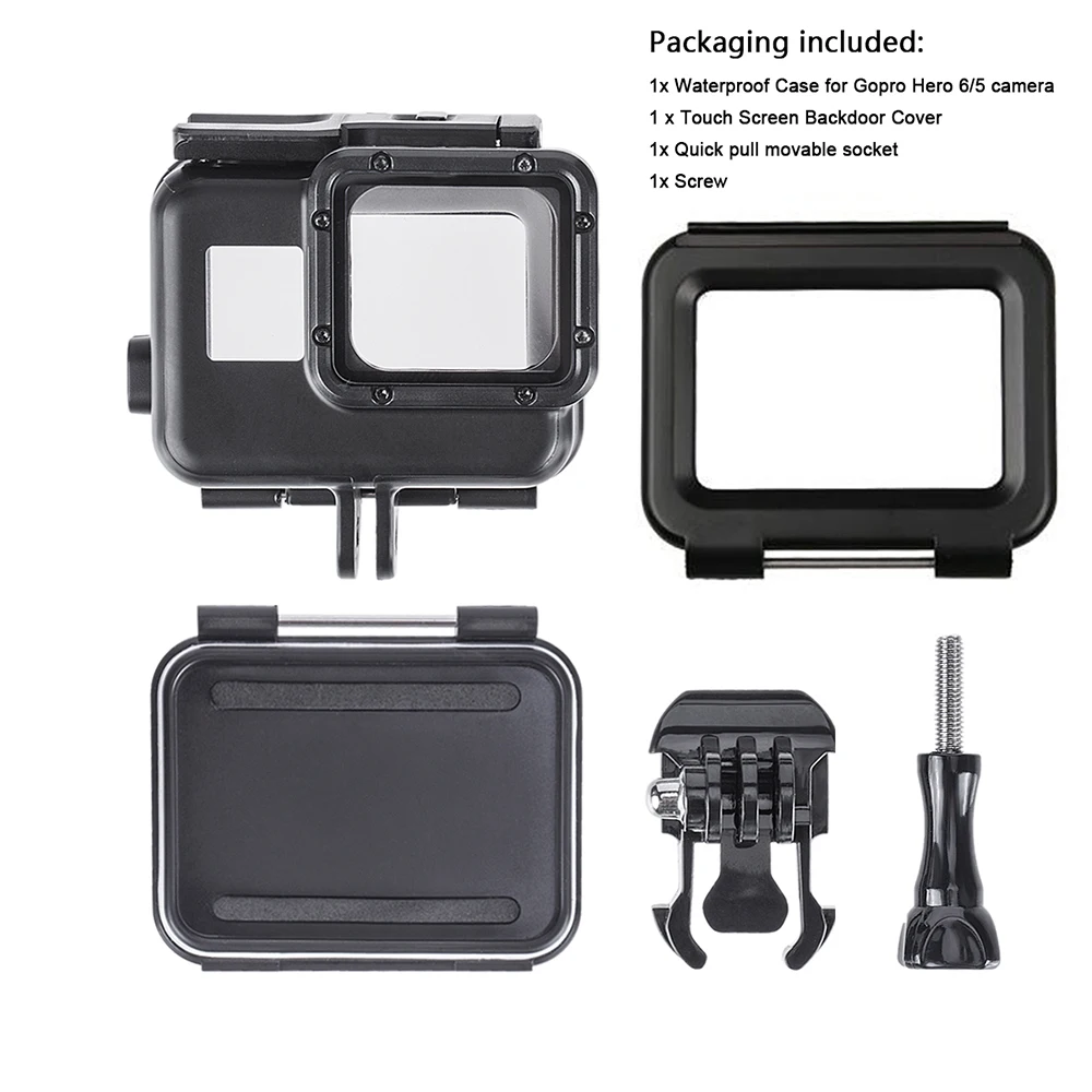 Suptig Blackout Housing Underwater Waterproof Case w/ Touch Backdoor Door Concealment Stickers for GoPro Hero 5 6 HERO5 Black |