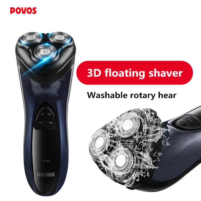 POVOS 3D умное зарядное устройство USB бритва IPX7 Водонепроницаемый блокировки защиты