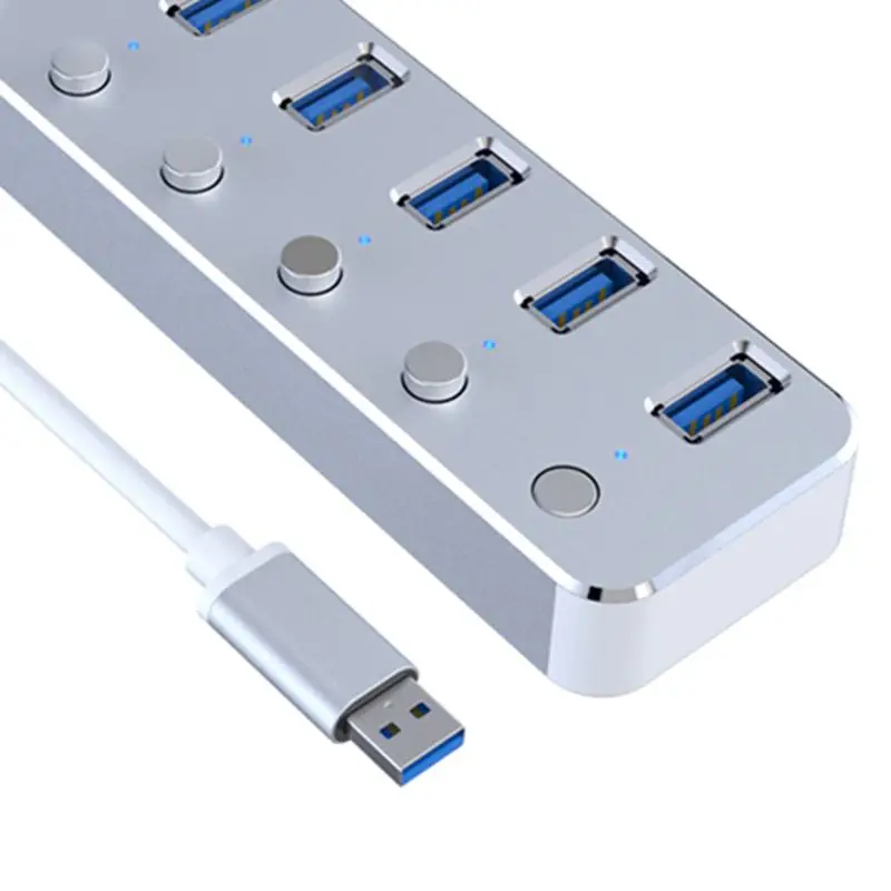 Алюминиевый 3,0 Суперскоростной концентратор 7 портов внешний Micro-USB hub-разветвитель портативный для Apple Macbook Air ноутбук ПК планшет концентратор