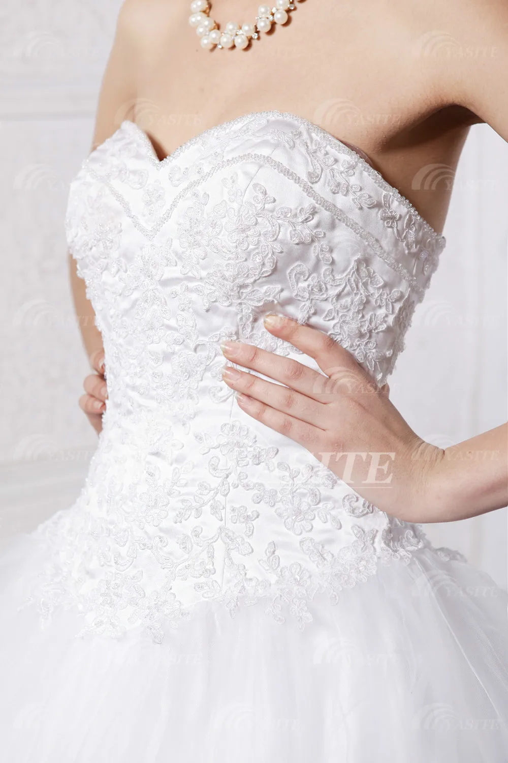 2014 in stock retro noble bridal A-line sweetheart wedding dress appliques floor length white organza zipper dresses | Свадьбы и