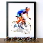 Абстрактный геометрический многоугольный велосипедист, холст, Художественная печать, настенные картины, велосипедный холст, картина, плакат, Настенный декор