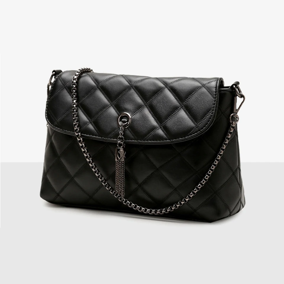 Сумочка Черный дамы кисточкой Crossbody сумка PU женская на молнии сцепления сумки для