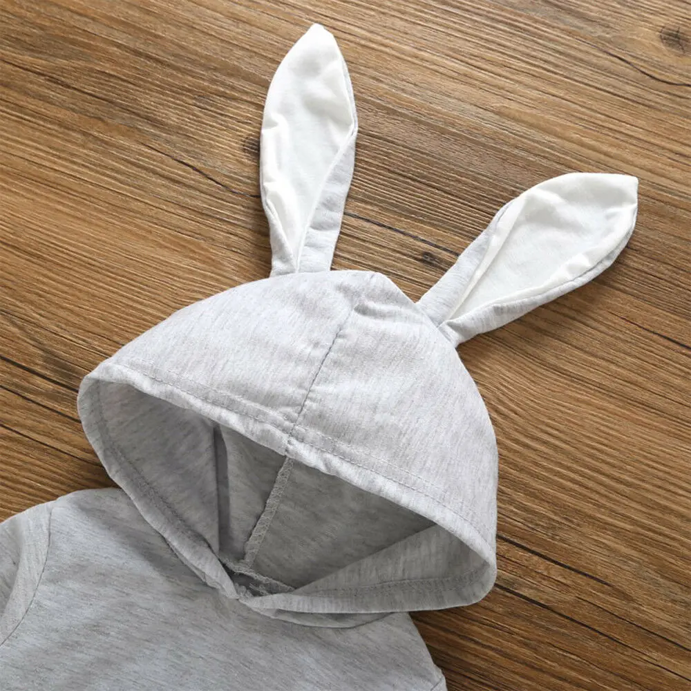 

Cute Newborn Baby Kids Girl Rabbit Ear Long Sleeve Romper Top Jumpsuit Hoodie Long Sleeves Clothes Outfits Cotton