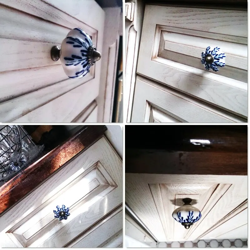 Набор из 10 шт. Керамика белого и голубого цвета в декоративные Античная дверная