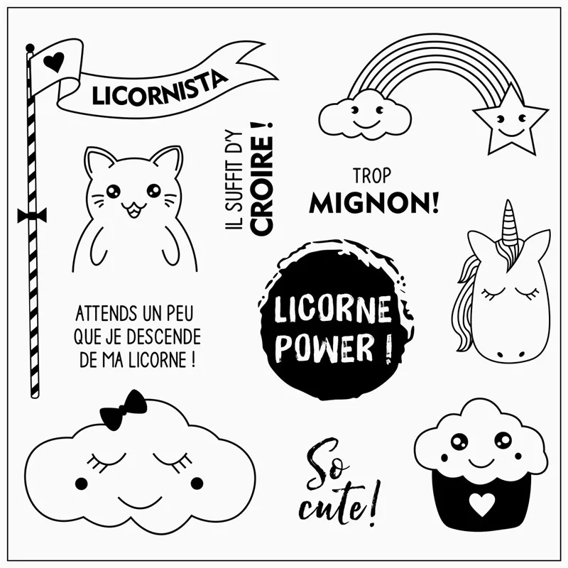 Печать для скрапбукинга кота единорога Прозрачная силиконовая резина DIY