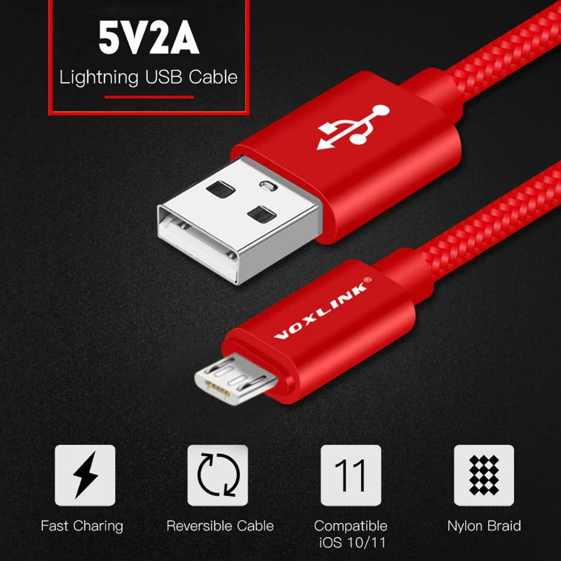 Кабель Micro USB VOXLINK 3 шт. 5 В 2 4 А кабель для быстрой зарядки и синхронизации данных