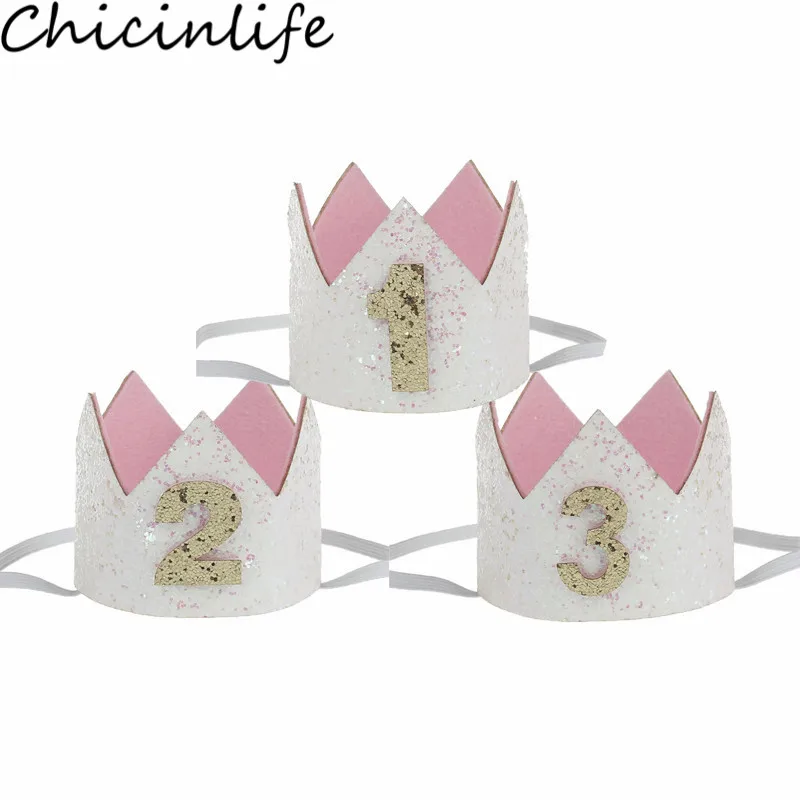 Chicinlife 1 шт. 1st 2nd 3rd лет Корона повязка на голову день рождения шляпа мальчик девочка 1st день рождения ребенка душ украшения принадлежности