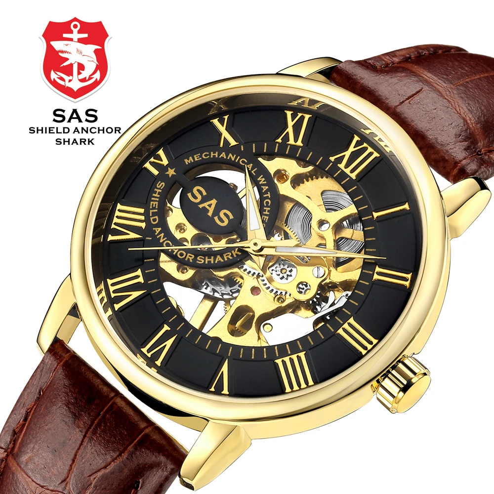 Дизайнерские классические мужские механические наручные часы с ручным заводом