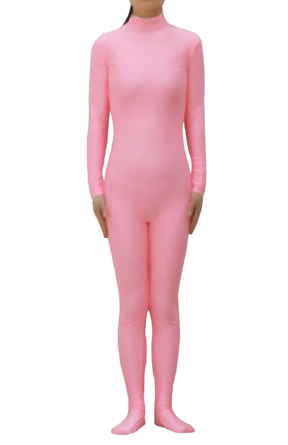 Розовый сексуальный унисекс кожа спандекс Zentai Облегающий комбинезон для танцев