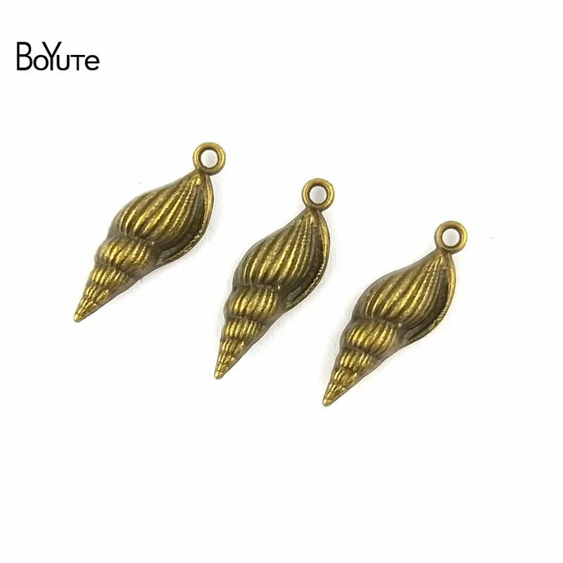 BoYuTe (100 шт./лот) 8*22 мм Античная бронзовая оцинкованная морская улитка кулон