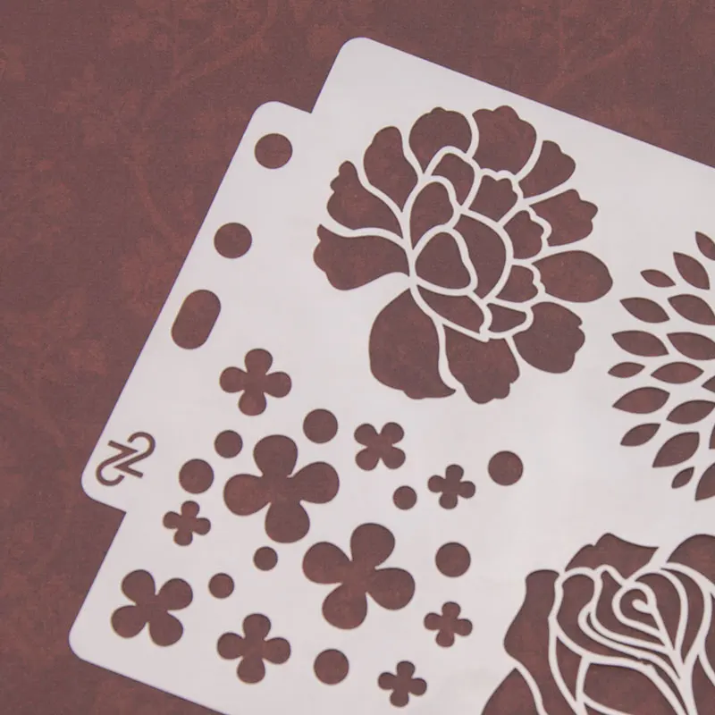 13 см четыре цветы ремесло Многослойные трафареты настенная живопись