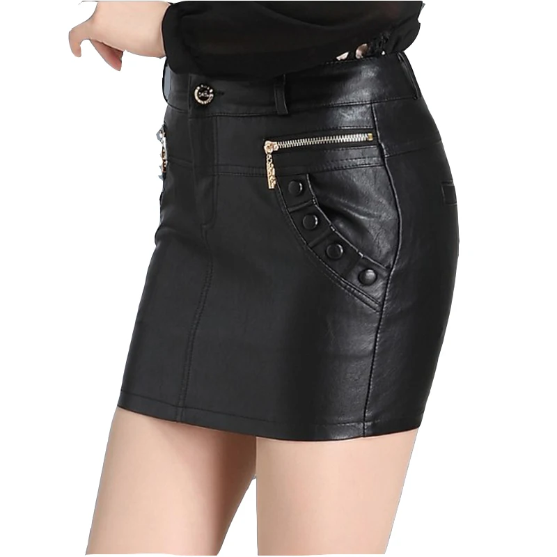 Женская винтажная облегающая мини юбка из искусственной кожи с высокой талией